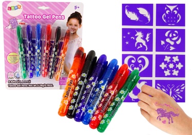 Tetovēšanas komplekts Lean Toys Tattoo Gel Pens 12726, daudzkrāsaina