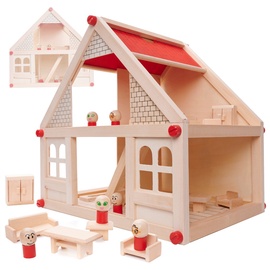 Mājas RoGer Wooden Doll House & Furniture 10669681