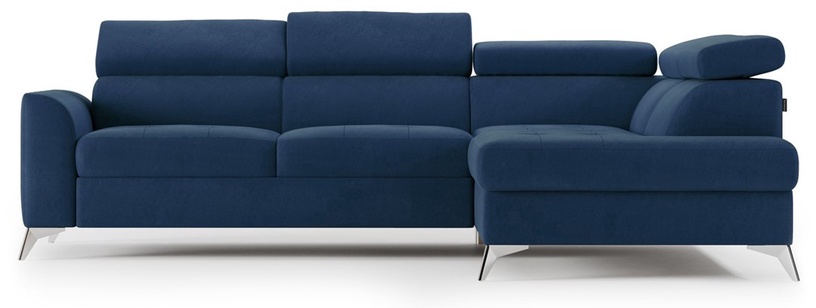 Stūra dīvāns-gulta Homede Malo R, tumši zila, labais, 268 x 201 cm x 93 cm
