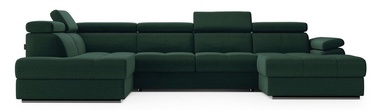 Kampinė sofa - lova Homede Fetto XLO/L, tamsiai žalia, kairinė, 341 x 200 cm x 95 cm