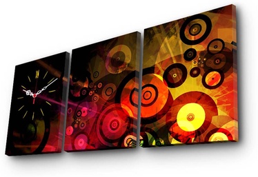 Pulkstenis - bilde Wallity Canvas 3P3040CS-58, melna/sarkana, koks/kanva, 40 cm x 30 cm