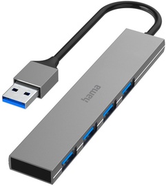 USB jaotur Hama Ultra Slim 00200114, hall, 0.15 m