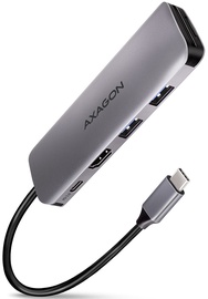 Разветвитель Axagon Superspeed HMC-5 USB Type-C, HDMI x4, 0.020 м, черный/серый