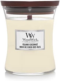 Svece, aromātiskā WoodWick Island Coconut, 65 h, 275 g, 120 mm x 100 mm