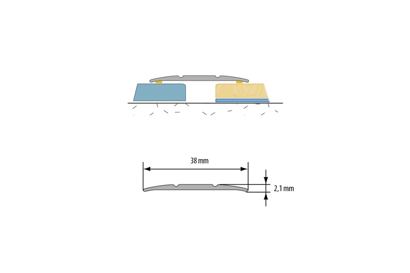 Savienojošā lente Cezar W-AL-LPP38K-C23-090, alumīnija, 900 mm x 38 mm