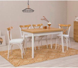 Ēdamistabas komplekts Kalune Design OLV-SA-TK1, balts/koka