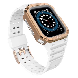Siksna Hurtel Protect Strap Band With Case Apple Watch 41/40/38mm, zelta/balta