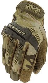 Darba cimdi pirkstaiņi Mechanix Wear M-Pact Multicam MPT-78-012, tekstilmateriāls/ādas imitācija/neilons, brūna/zaļa, XXL, 2 gab.