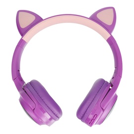 Bezvadu uzliekamās austiņas ar galvas stīpu/bezvadu OEM CAT EAR XY-203, violeta