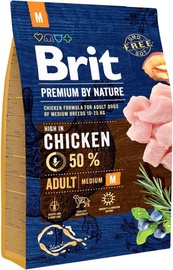 Sausā suņu barība Brit Premium By Nature Adult Medium, 3 kg