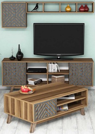 Комплект мебели для гостиной Kalune Design Ynci, комнатные, синий/ореховый