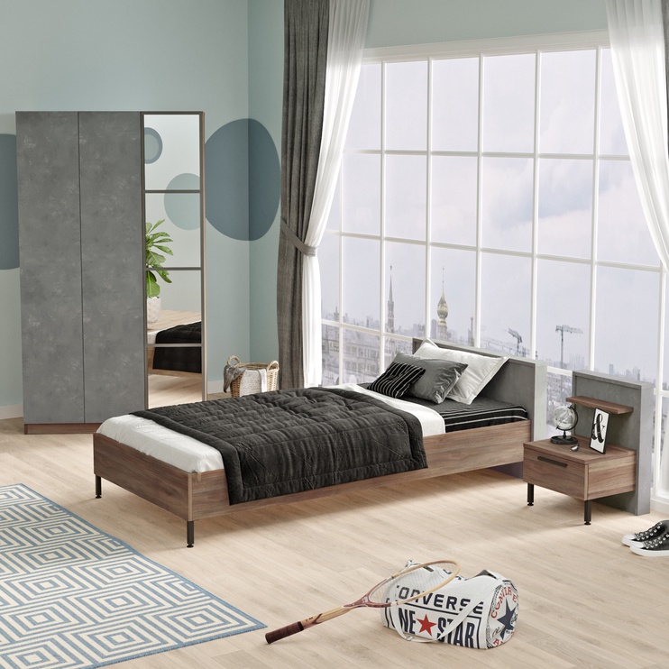 Комплект мебели для спальни Kalune Design HM10 - CG, комнатные, коричневый/серый