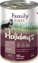 Влажный корм для собак Family First Holidays Venison, Goose, Apple, гусиное мясо/мясо оленя, 0.4 кг