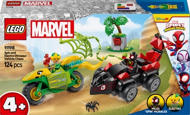 Konstruktor LEGO® Marvel Spini ja Electro dinosaurusesõidukite tagaajamine 11198, 124 tk