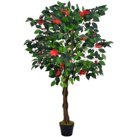 Mākslīgie ziedi puķu podā, kamēlija VLX Camelia, brūna/sarkana/zaļa, 125 cm