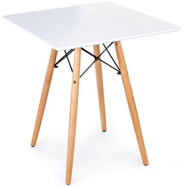 Обеденный стол ModernHome Living Room Table, белый/дерево, 600 мм x 600 мм x 740 мм