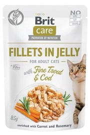 Mitrā kaķu barība Brit Fillets in Jelly Trout and Cod Fillets in Jelly, zivs/forele, 0.085 kg