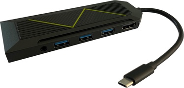 USB centrmezgls LC-Power LC-HUB-C-MULTI-6-RGB, 15 cm