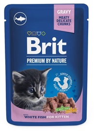 Влажный корм для кошек Brit Premium By Nature Kitten White Fish, рыба, 0.100 кг