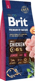 Sausā suņu barība Brit Premium By Nature Junior Large Chicken, 15 kg