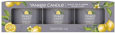 Sveču komplekts, aromātiskais Yankee Candle Black Tea & Lemon, 10 h, 37 g, 48 mm, 3 gab.