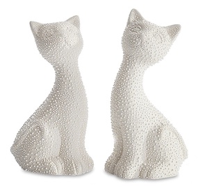Dekoratiivne kujuke Riso Cats, kreemjasvalge, 7 cm x 9 cm x 18 cm, 2 tk