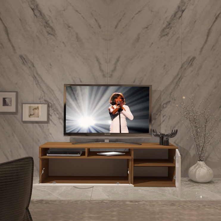 TV-laud Kalune Design Variant, valge/pähklipuu, 135 - 170 cm x 40 cm x 47 cm