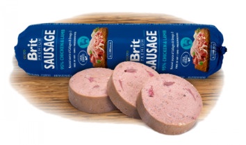 Mitrā barība (konservi) suņiem Brit Premium Meat Chicken & Lamb Sausage, jēra gaļa/vistas gaļa, 0.8 kg