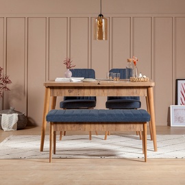 Обеденный комплект Kalune Design Vina 1048, сосна/дерева/темно-синий