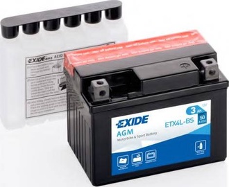 Аккумулятор Exide YTX4L-BS, 12 В, 3 Ач, 50 а
