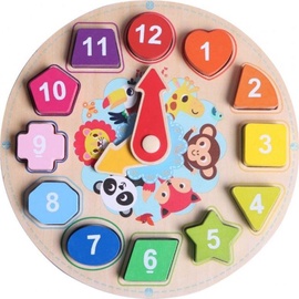 Koka puzle Iwood Puzzle Clock Shape, daudzkrāsaina