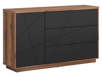 Комод Forn S471-KOM1D3S-DDC/CAM, черный/дубовый, 156 x 42.5 см x 93 см