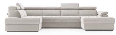 Kampinė sofa - lova Homede Fetto XLO/L, smėlio, kairinė, 341 x 200 cm x 95 cm