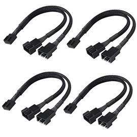 Kaabel Akasa 4 pin PWM female - 2 x 4 pin PWM male 4pcs AK-CBFA04-KT04, must, 0.15 m