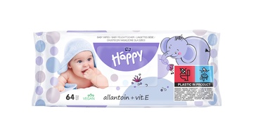 Mitrās salvetes Happy Allantoin & Vitamin E, 64 gab.