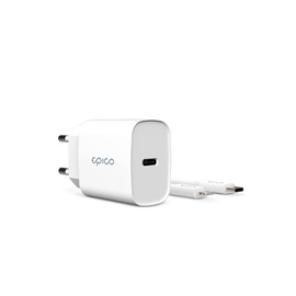 Lādētājs Epico 20W PD USB-C to lighting, Lightning/USB-C, 120 cm, balta