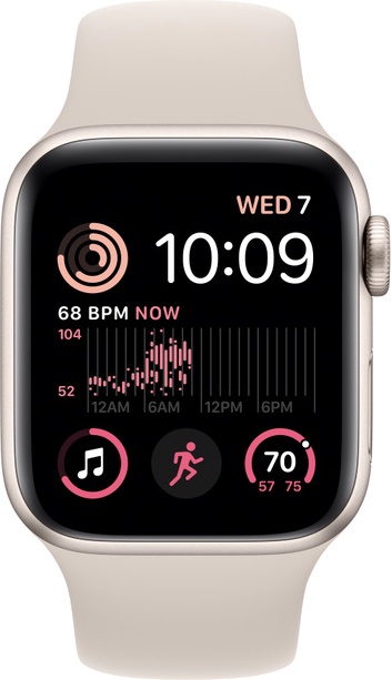 Умные часы Apple Watch SE GPS + Cellular (2nd Gen) 40mm Starlight Aluminium Case with Starlight Sport Band - Regular, бежевый