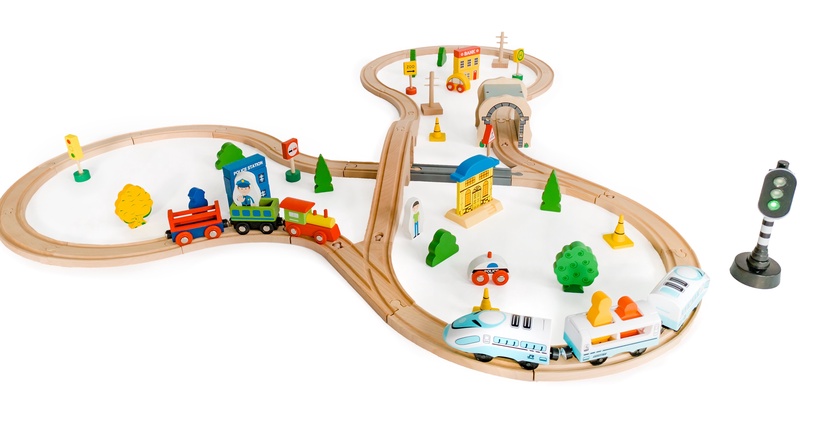 Mänguasi EcoToys Wooden Train Set MSP1106