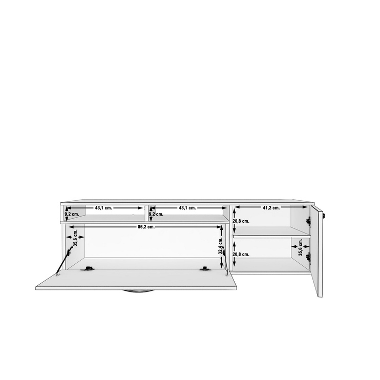 TV-laud Kalune Design Variant, valge/pähklipuu, 135 - 170 cm x 40 cm x 47 cm