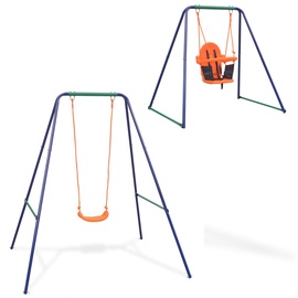 Šūpoles VLX Single Swing & Toddler Swing 2in1, zila/zaļa/oranža