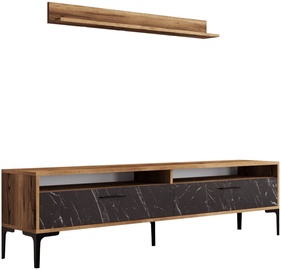 Sekcija Kalune Design Istanbul 845HCT3101, juoda/riešuto, 35 cm x 180 cm x 47 cm