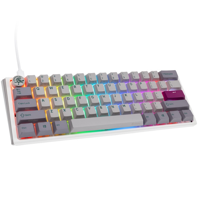 Klaviatuur Ducky One 3 Mini One 3 Mini Cherry MX Silent Red, Inglise (US), valge/hall/helehall