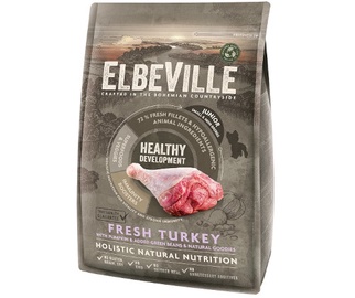 Sausā suņu barība Elbeville Healthy Development Fresh Turkey, tītara gaļa, 4 kg