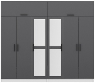 Skapis Kalune Design Kale 5162, antracīta, 52 cm x 270 cm x 235 cm, with mirror