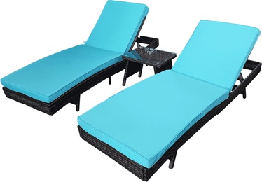 Lauko baldų komplektas Besk 3 Piece, mėlynas/pilkas/rudas, 1-2 vietų