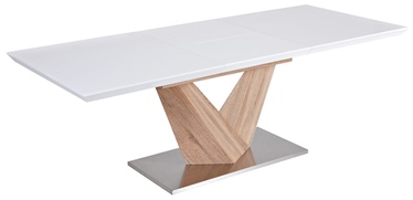 Обеденный стол c удлинением Signal Meble Modern Alaras, белый/дубовый, 1400 - 2000 мм x 900 мм x 750 мм