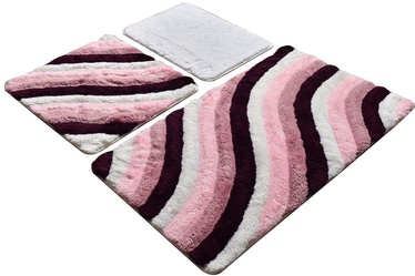 Vannitoamattide komplekt Foutastic Colorful 359CHL3131, valge/roosa/violetne/heleroosa, 1000 mm x 600 mm