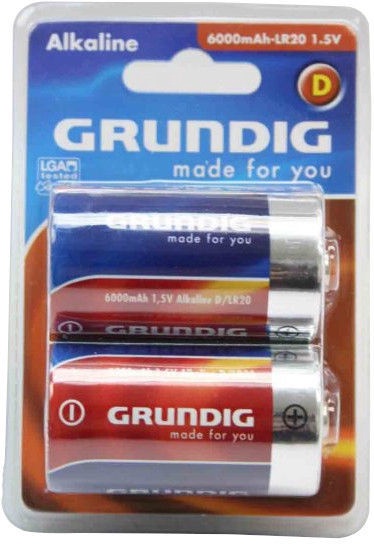 Baterijas Grundig, LR20, 2 gab.