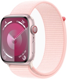 Viedais pulkstenis Apple Watch Series 9 GPS + Cellular, 45mm Pink Aluminium Light Pink Sport Loop, rozā
