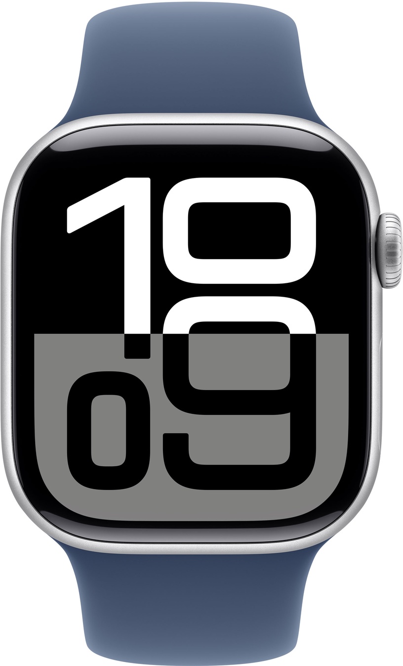 Viedais pulkstenis Apple Watch Series 10 GPS 42mm Case Denim Sport Band S/M, silver aluminium